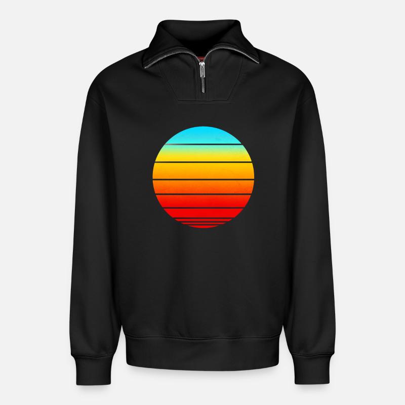 Sunset Strip in Circle - Relaxed Unisex Organic Half Zip Sweatshirt – by SPREAD - black