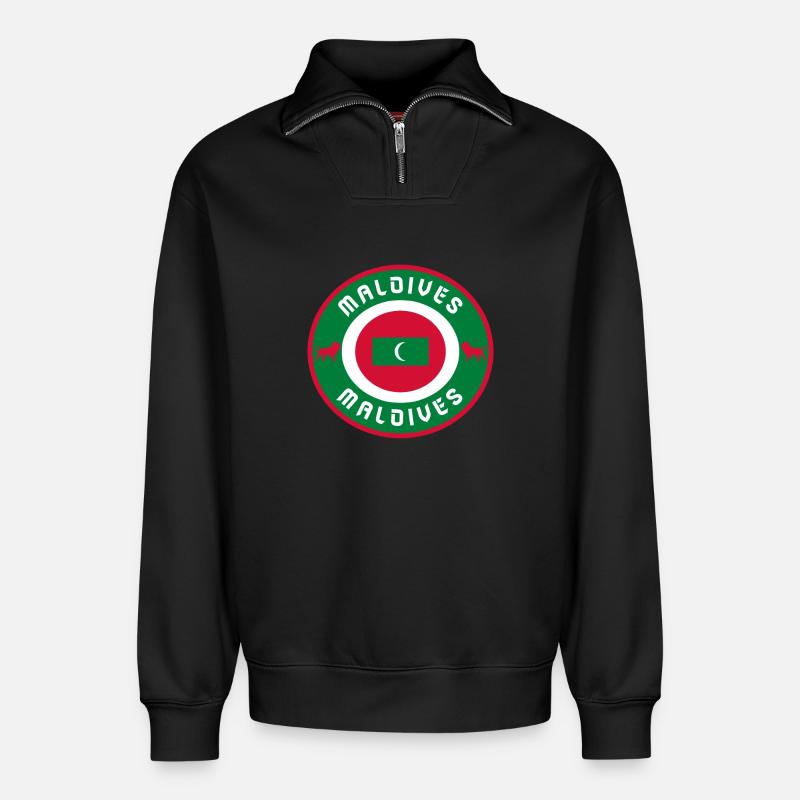 Malediven Kreis / Geschenkidee - Relaxed Unisex Organic Half Zip Sweatshirt – von SPREAD - Schwarz