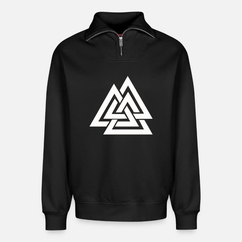 Valknut Wikinger - Relaxed Unisex Organic Half Zip Sweatshirt – von SPREAD - Schwarz