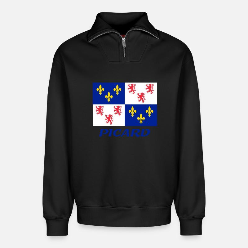 Picard - Relaxed Unisex Organic Half Zip Sweatshirt – von SPREAD - Schwarz
