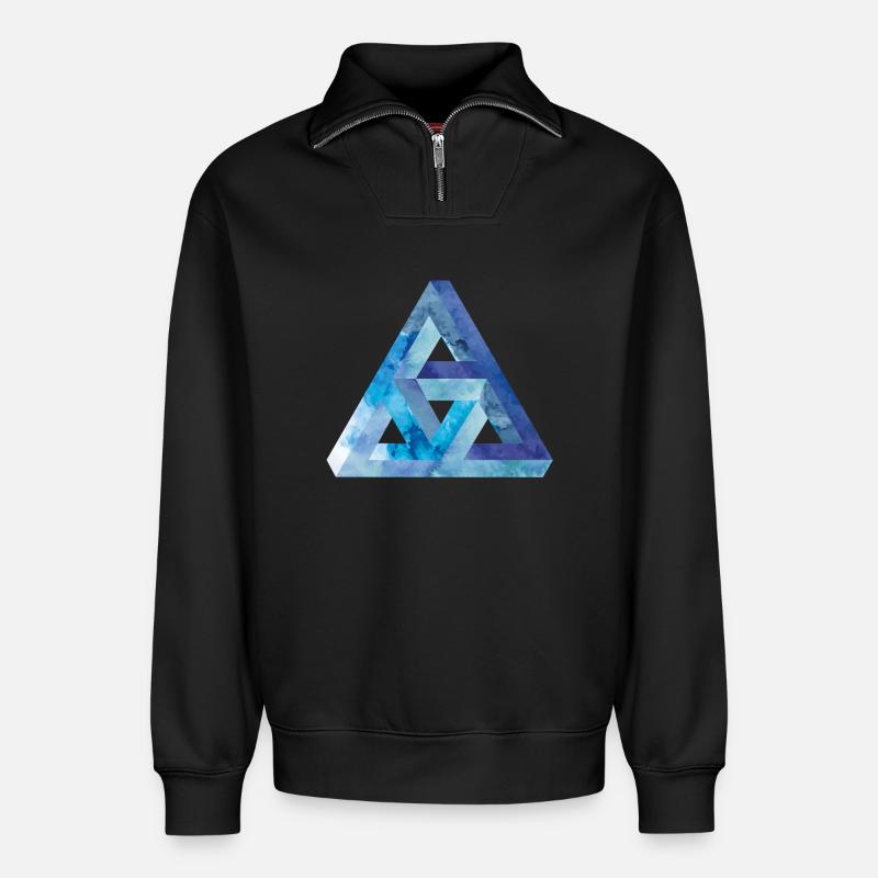 Optical illusion triangle Escher - Relaxed Unisex Organic Half Zip Sweatshirt – by SPREAD - black