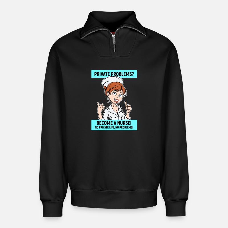 Krankenschwester Lustig Statement Pflegerin Beruf - Relaxed Unisex Organic Half Zip Sweatshirt – von SPREAD - Schwarz