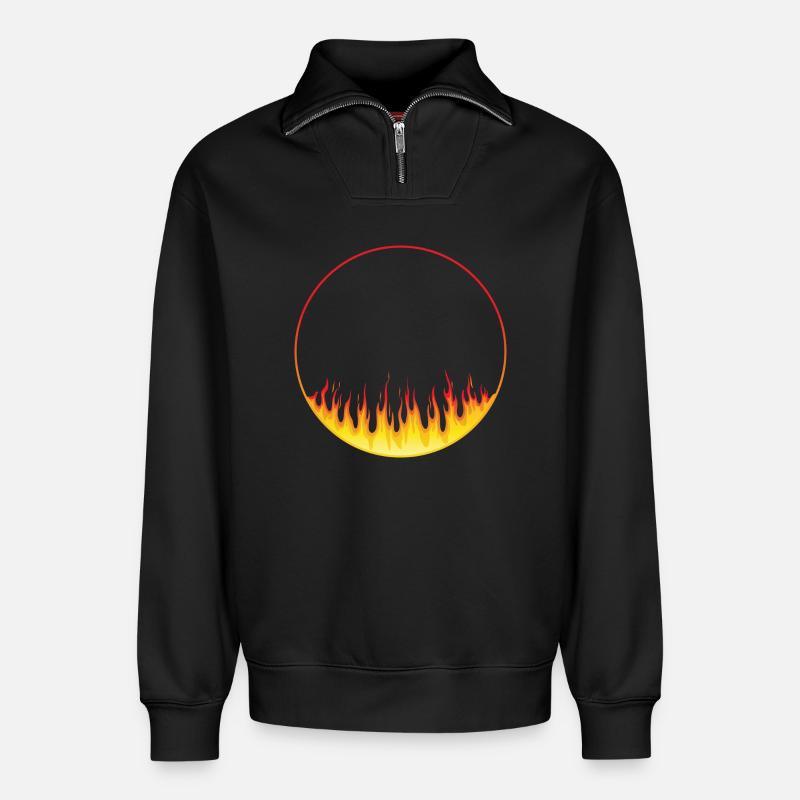 Circle on fire - Relaxed Unisex Organic Half Zip Sweatshirt – by SPREAD - black