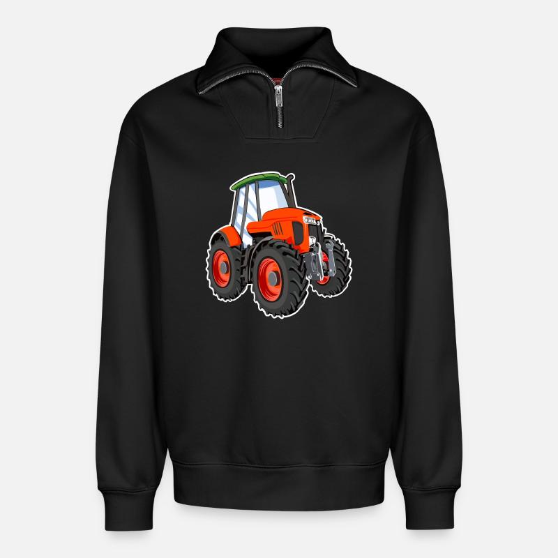 Traktor - Relaxed Unisex Organic Half Zip Sweatshirt – von SPREAD - Schwarz