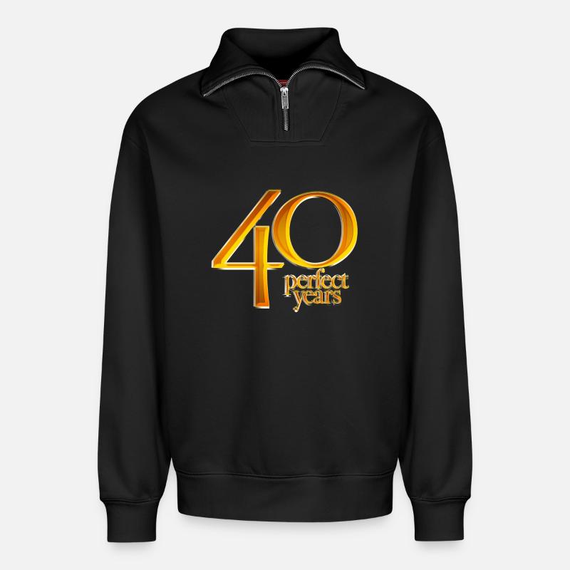 40th Birthday - Relaxed Unisex Organic Half Zip Sweatshirt – by SPREAD - black