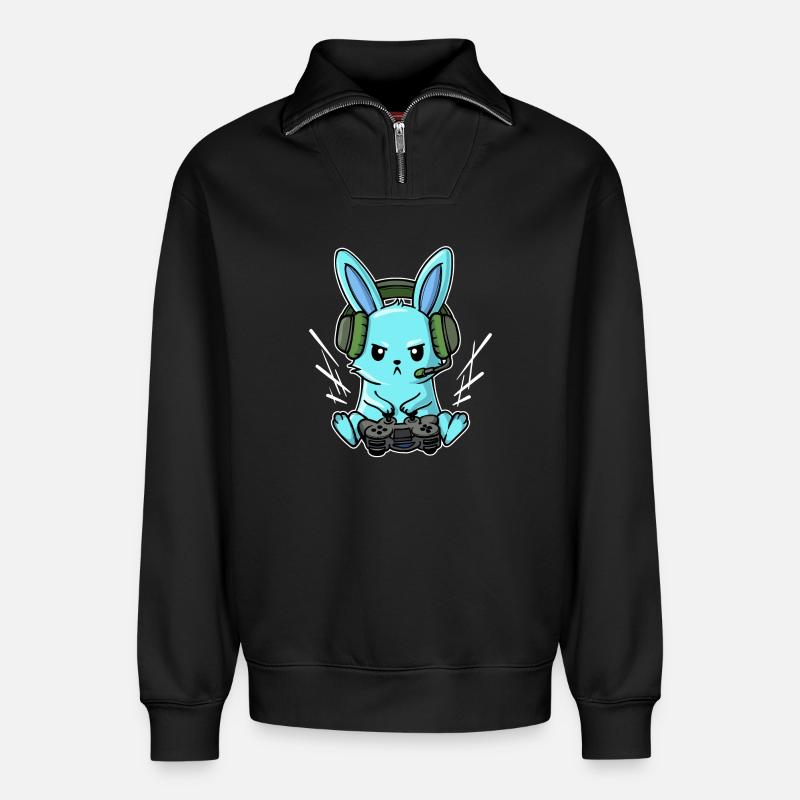 Gamer Headset Controller Joystick Zocker - Relaxed Unisex Organic Half Zip Sweatshirt – von SPREAD - Schwarz