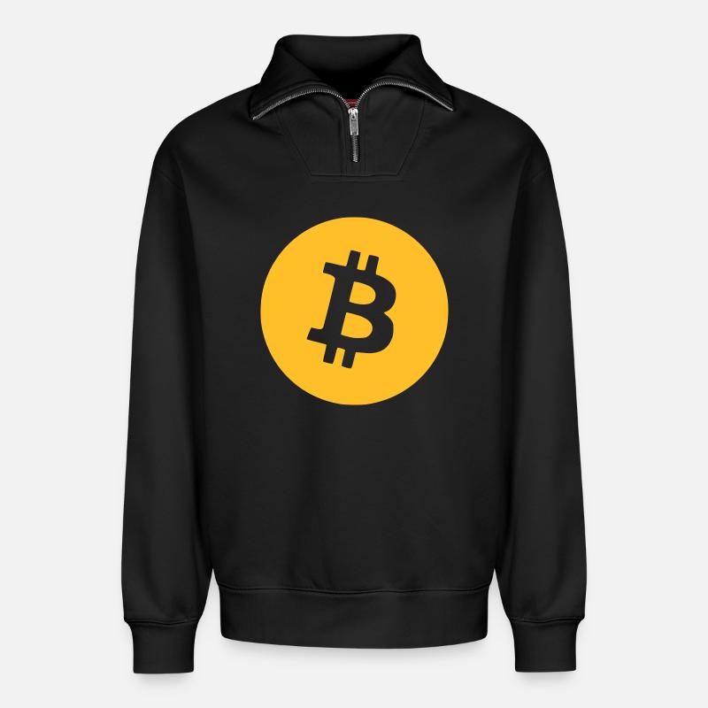 Le bitcoin - Sweat unisexe décontracté en coton biologique à demi-zip – de SPREAD - noir
