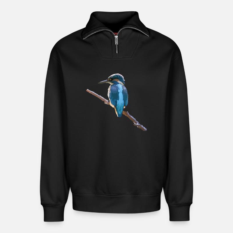 Eisvogel - Relaxed Unisex Organic Half Zip Sweatshirt – von SPREAD - Schwarz