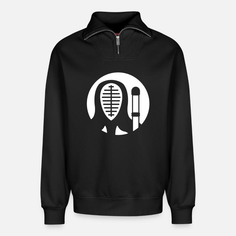 Kendo Kenjutsu Schwertkampf - Relaxed Unisex Organic Half Zip Sweatshirt – von SPREAD - Schwarz