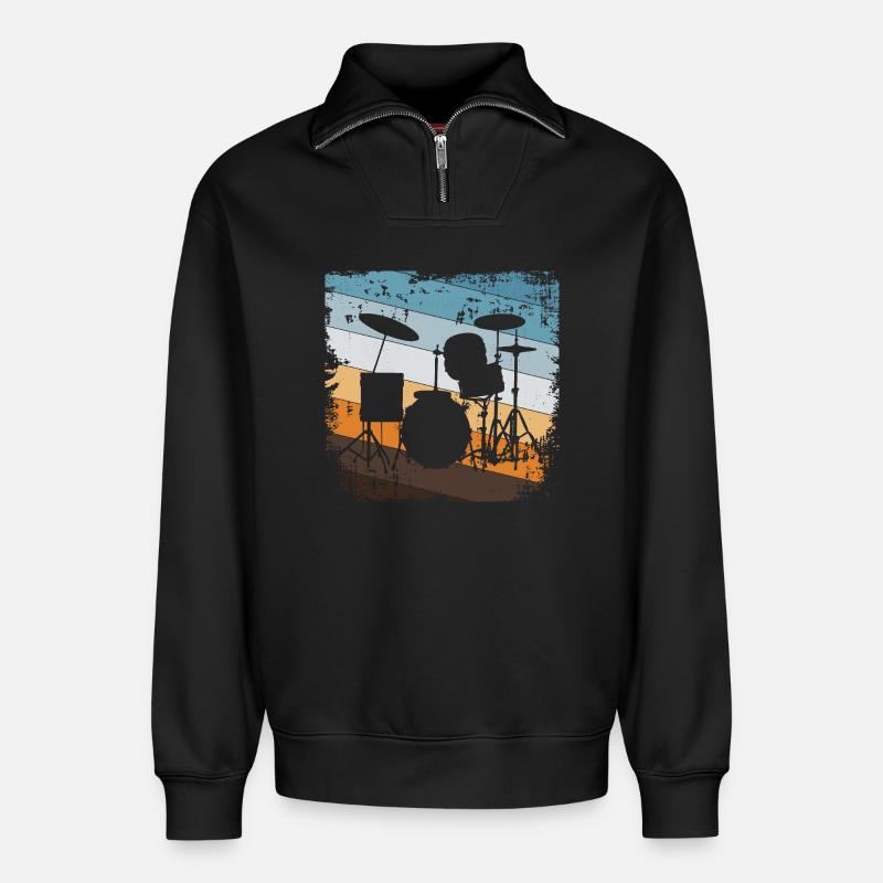 Drummers - Relaxed Unisex Organic Half Zip Sweatshirt – by SPREAD - black