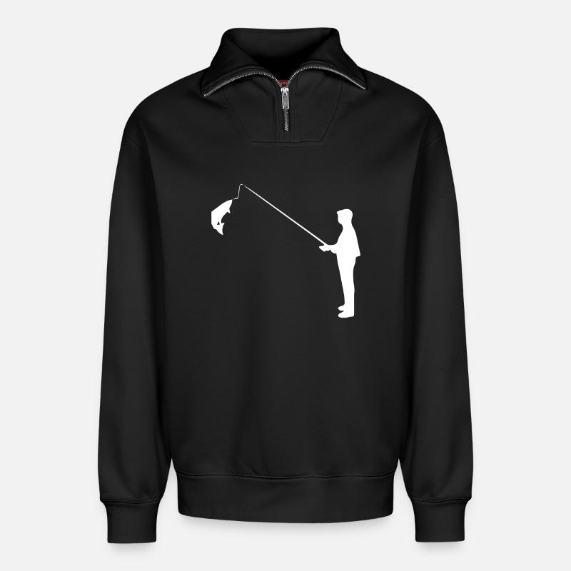 Angler - Relaxed Unisex Organic Half Zip Sweatshirt – von SPREAD - Schwarz