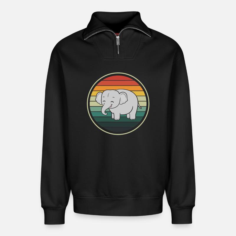 Elefant Elefanten - Relaxed Unisex Organic Half Zip Sweatshirt – von SPREAD - Schwarz