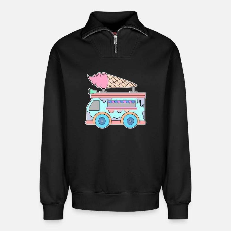 Kids Eiscreme - Relaxed Unisex Organic Half Zip Sweatshirt – von SPREAD - Schwarz