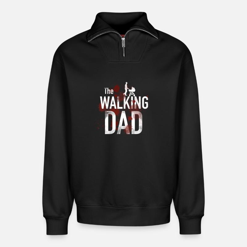The walking Dad - Relaxed Unisex Organic Half Zip Sweatshirt – von SPREAD - Schwarz