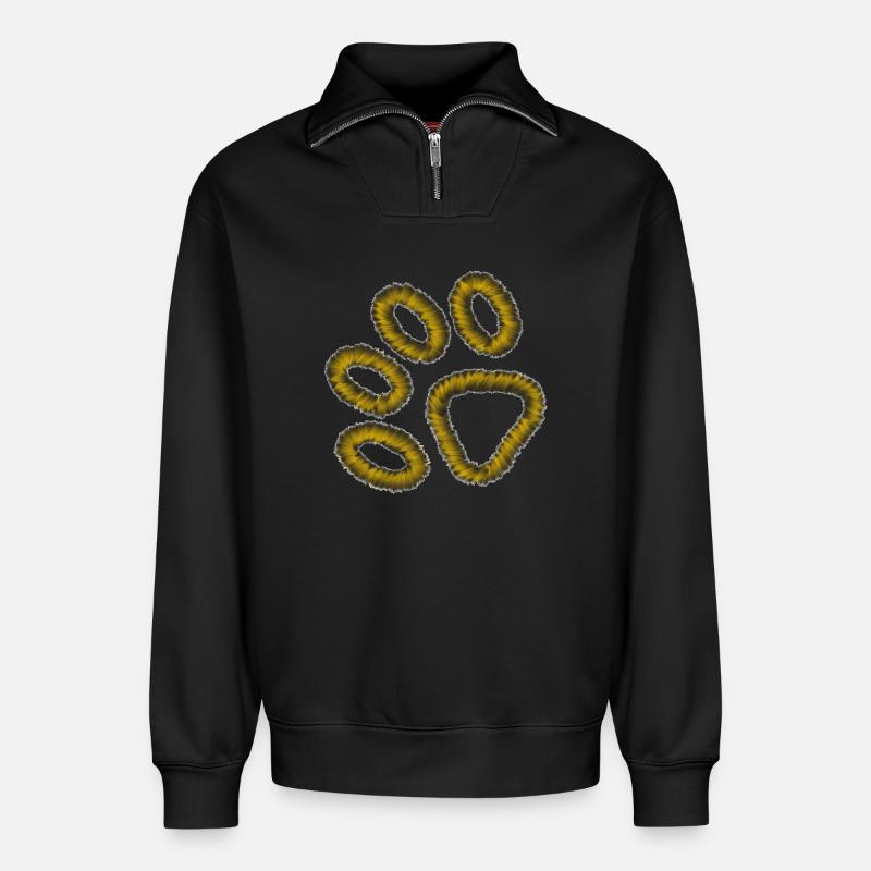 goldene Tiger Pfote - Relaxed Unisex Organic Half Zip Sweatshirt – von SPREAD - Schwarz