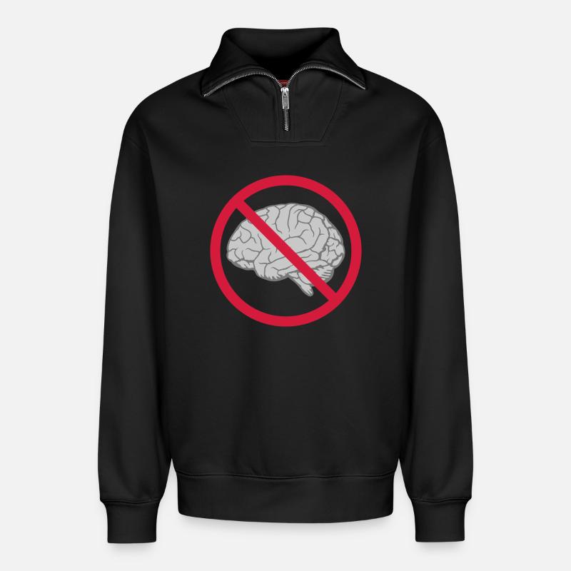 Brain Forbidden Shield - Relaxed Unisex Organic Half Zip Sweatshirt – by SPREAD - black