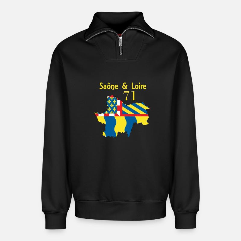 Saône et Loire - Relaxed Unisex Organic Half Zip Sweatshirt – von SPREAD - Schwarz