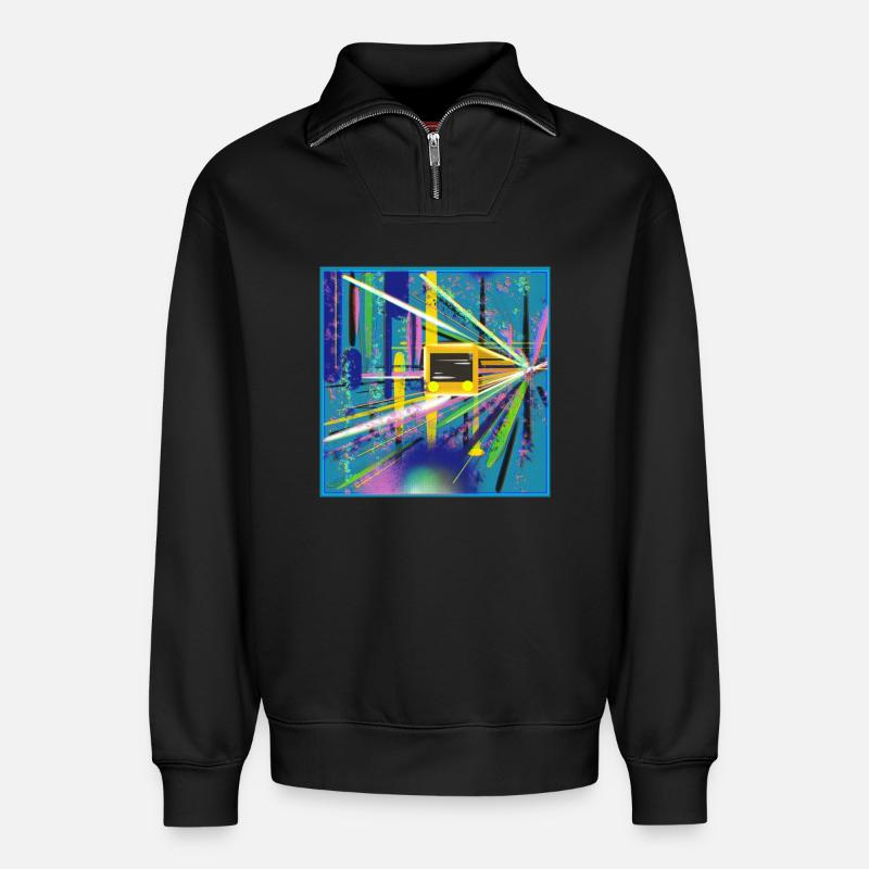 Abstrakte U-Bahn Berlin Graffiti Design - Relaxed Unisex Organic Half Zip Sweatshirt – von SPREAD - Schwarz
