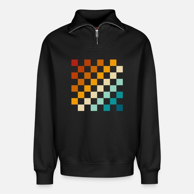 Retro-Schachbrett - Relaxed Unisex Organic Half Zip Sweatshirt – von SPREAD - Schwarz