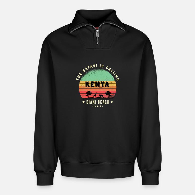 Diani Beach Kenia Safari Design - Relaxed Unisex Organic Half Zip Sweatshirt – von SPREAD - Schwarz