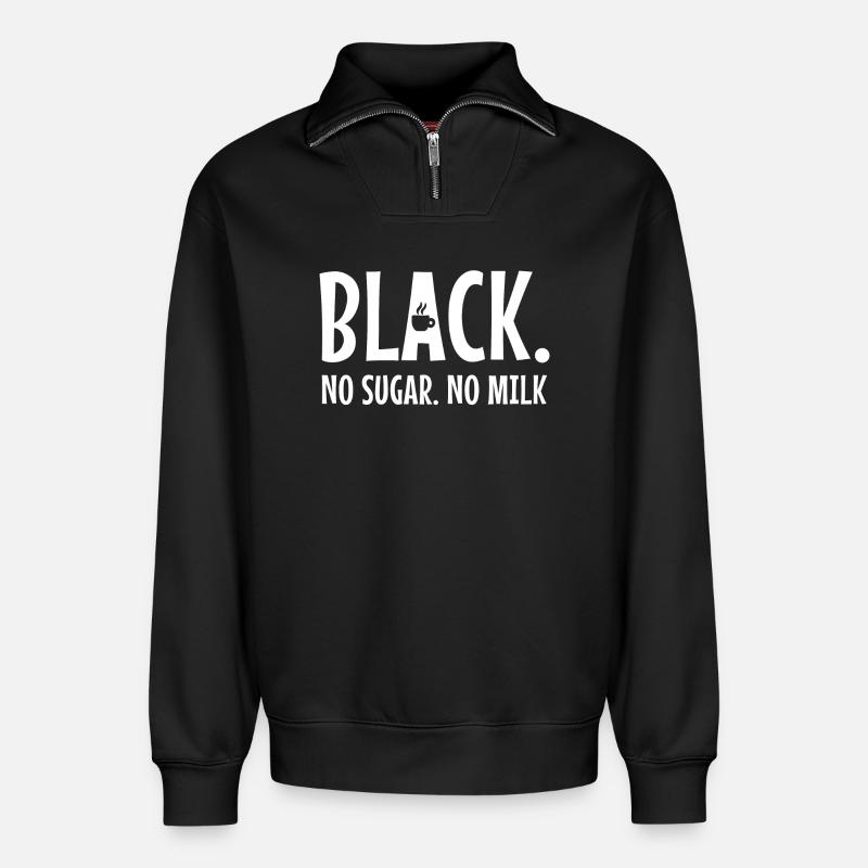 Kaffee Statement Koffein Kaffeetrinker Kaffeetasse - Relaxed Unisex Organic Half Zip Sweatshirt – von SPREAD - Schwarz