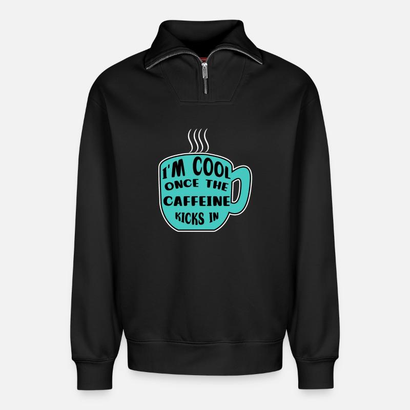 Koffein Kaffeetrinker Kaffeetasse Kaffee Statement - Relaxed Unisex Organic Half Zip Sweatshirt – von SPREAD - Schwarz