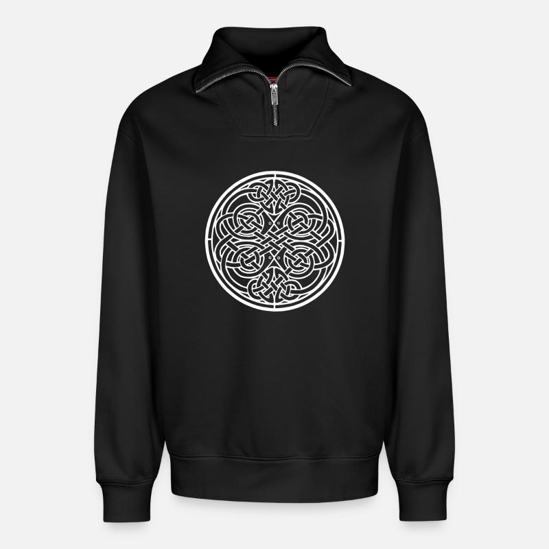 Celtic Knot - Relaxed Unisex Organic Half Zip Sweatshirt – by SPREAD - black