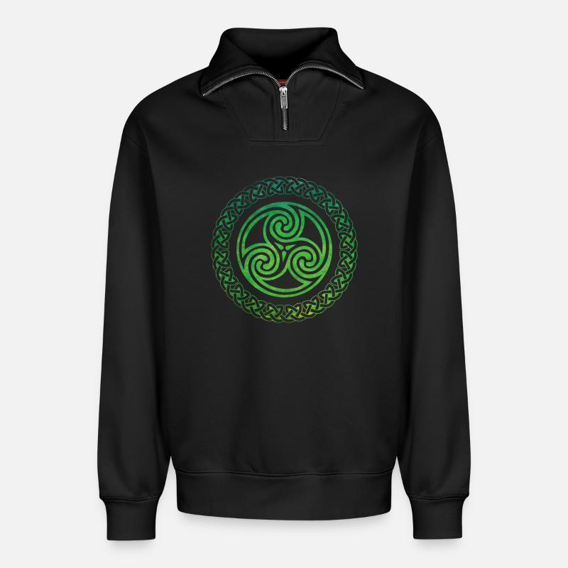 Celtic Knot - Relaxed Unisex Organic Half Zip Sweatshirt – by SPREAD - black