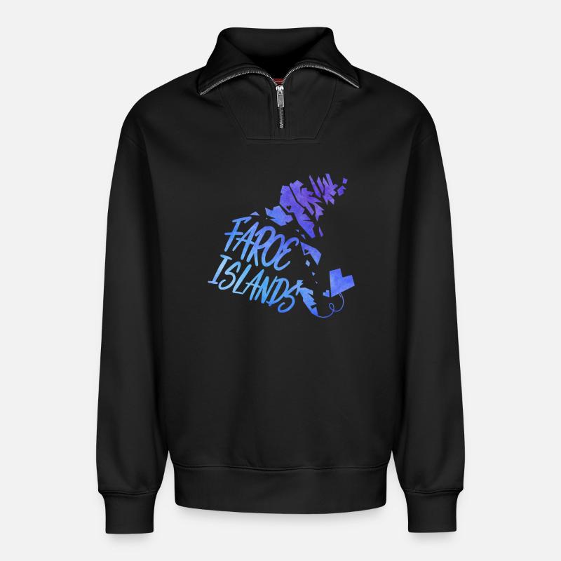 Faroe Islands - Relaxed Unisex Organic Half Zip Sweatshirt – von SPREAD - Schwarz