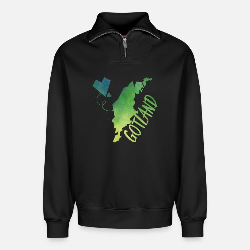 Gotland - Relaxed Unisex Organic Half Zip Sweatshirt – von SPREAD - Schwarz