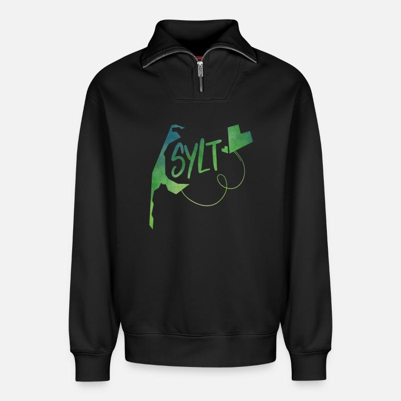 Sylt - Sweat unisexe décontracté en coton biologique à demi-zip – de SPREAD - noir