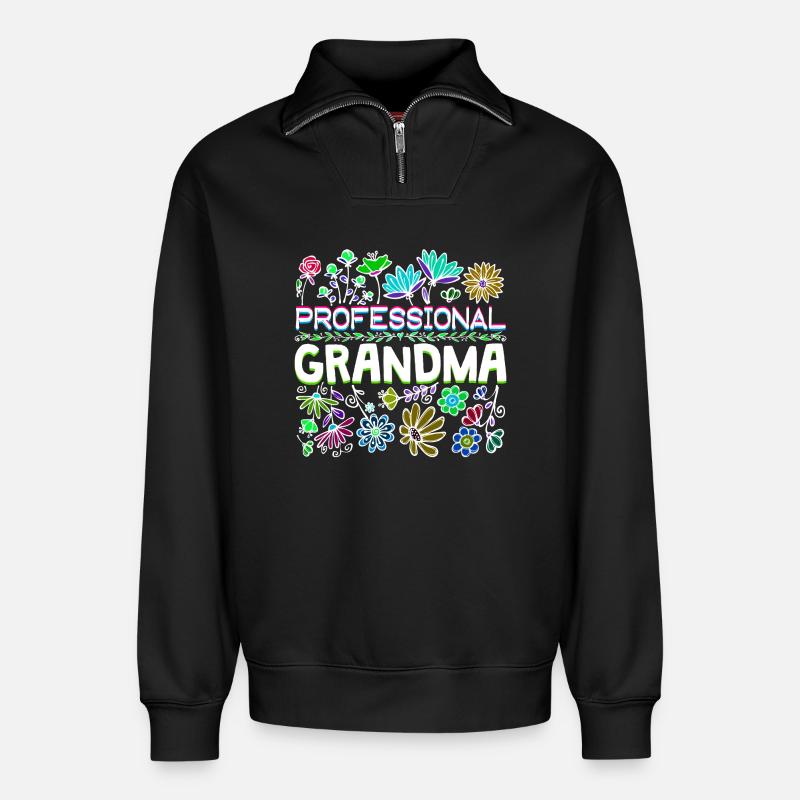 Großmama Spruch Großmutter Oma Ruhestand - Relaxed Unisex Organic Half Zip Sweatshirt – von SPREAD - Schwarz