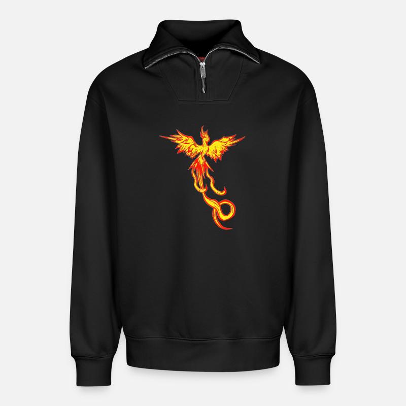 Feuervogel, fliegendes feuerwesen seite - Relaxed Unisex Organic Half Zip Sweatshirt – von SPREAD - Schwarz