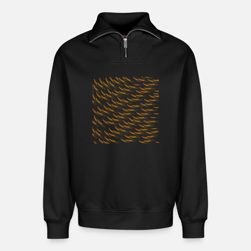 pflanzenmuster sommerlich, gerstenmuster - Relaxed Unisex Organic Half Zip Sweatshirt – von SPREAD - Schwarz