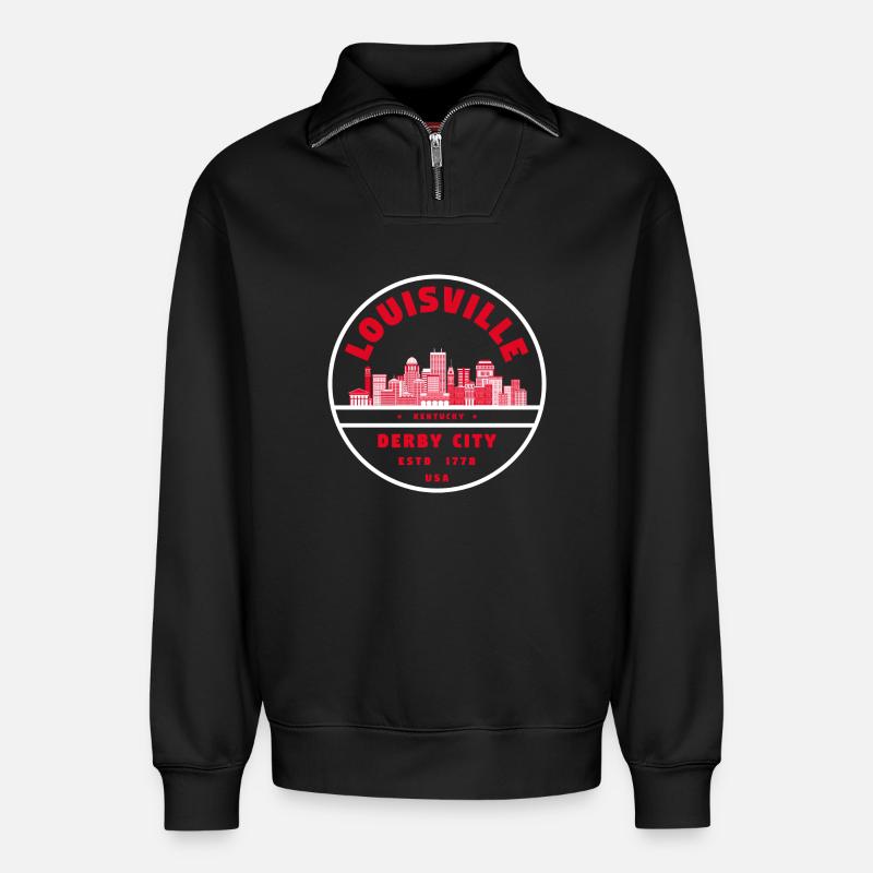 Louisville Derby Skyline Emblem - Relaxed Unisex Organic Half Zip Sweatshirt – von SPREAD - Schwarz