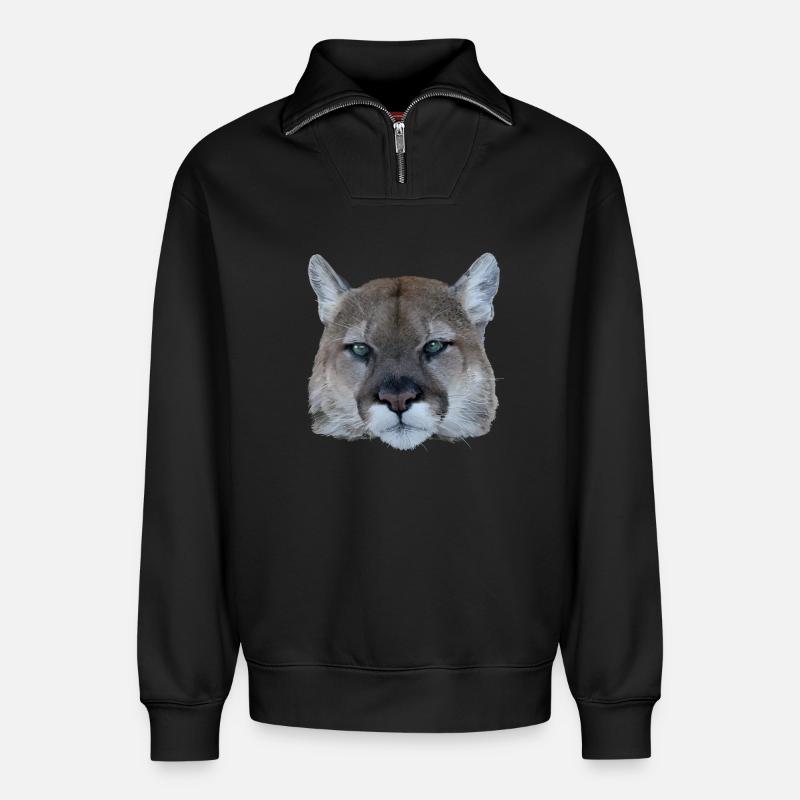 Panthère - Sweat unisexe décontracté en coton biologique à demi-zip – de SPREAD - noir