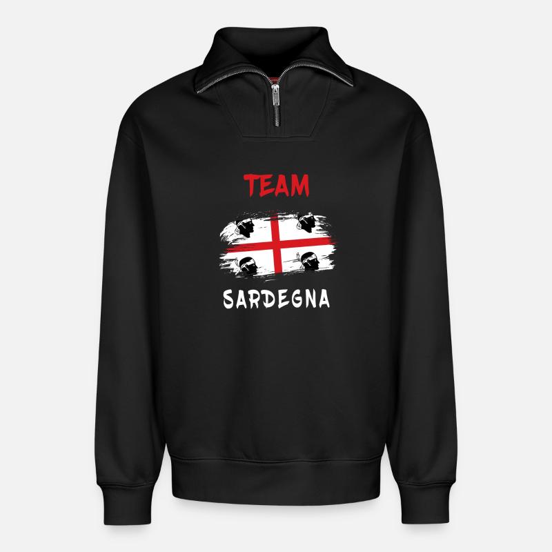 L'équipe Sardinia Design - Sweat unisexe décontracté en coton biologique à demi-zip – de SPREAD - noir