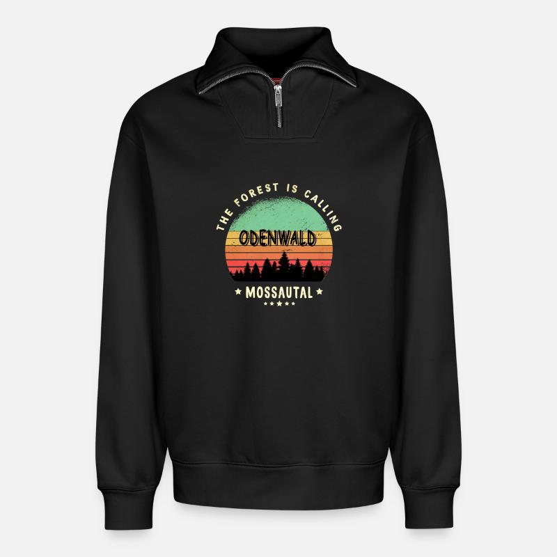 Mossautal Odenwald Design - Sweat unisexe décontracté en coton biologique à demi-zip – de SPREAD - noir