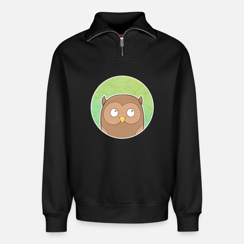 Eule - Relaxed Unisex Organic Half Zip Sweatshirt – von SPREAD - Schwarz