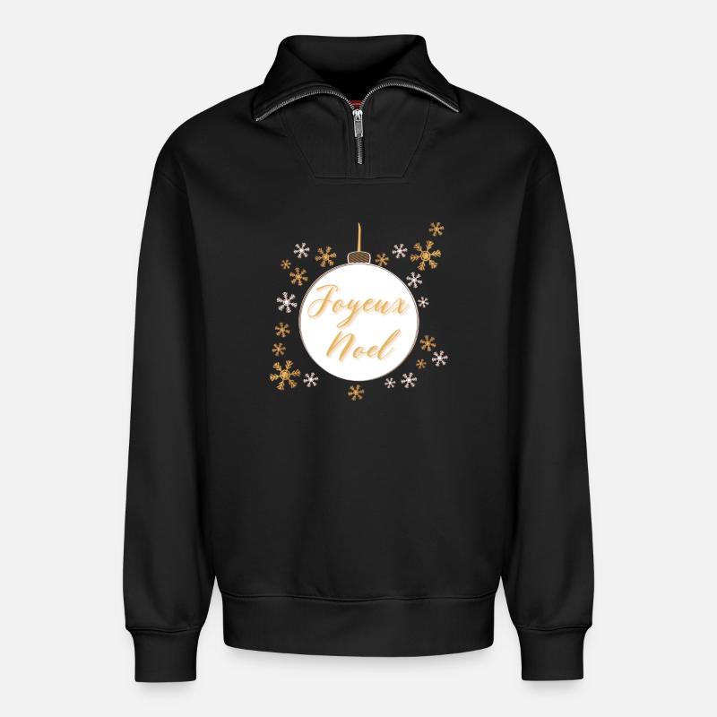 Weihnachtskugel "Frohe Weihnachten" - Relaxed Unisex Organic Half Zip Sweatshirt – von SPREAD - Schwarz