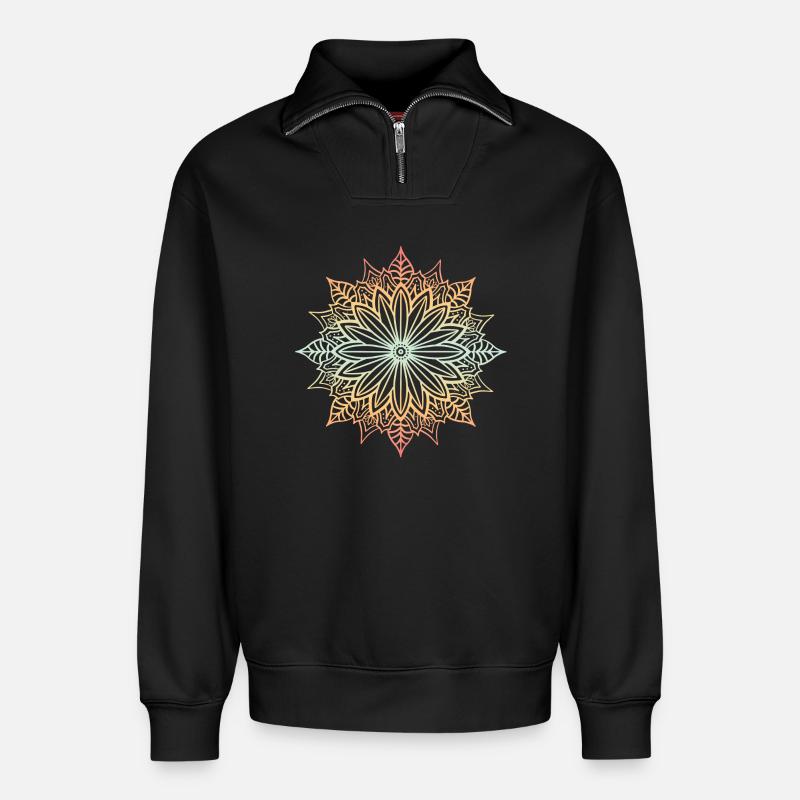 Mandala - Relaxed Unisex Organic Half Zip Sweatshirt – by SPREAD - black