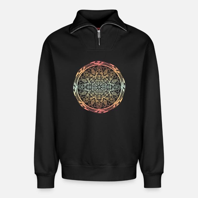 Mandala - Relaxed Unisex Organic Half Zip Sweatshirt – von SPREAD - Schwarz