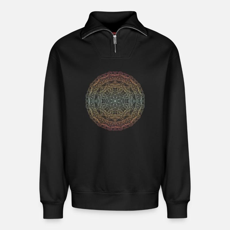 Mandala - Relaxed Unisex Organic Half Zip Sweatshirt – von SPREAD - Schwarz