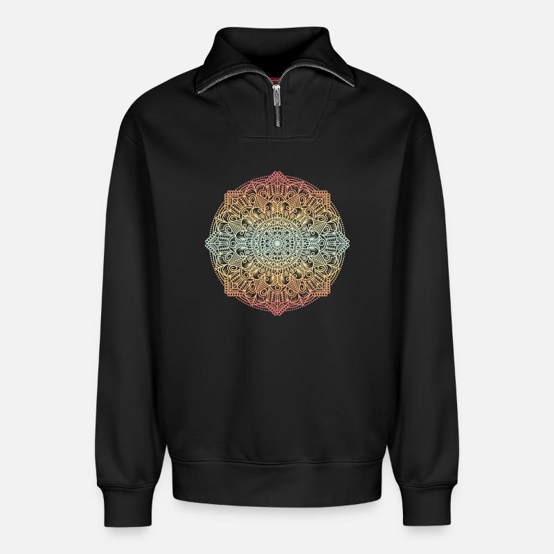Mandala - Relaxed Unisex Organic Half Zip Sweatshirt – von SPREAD - Schwarz