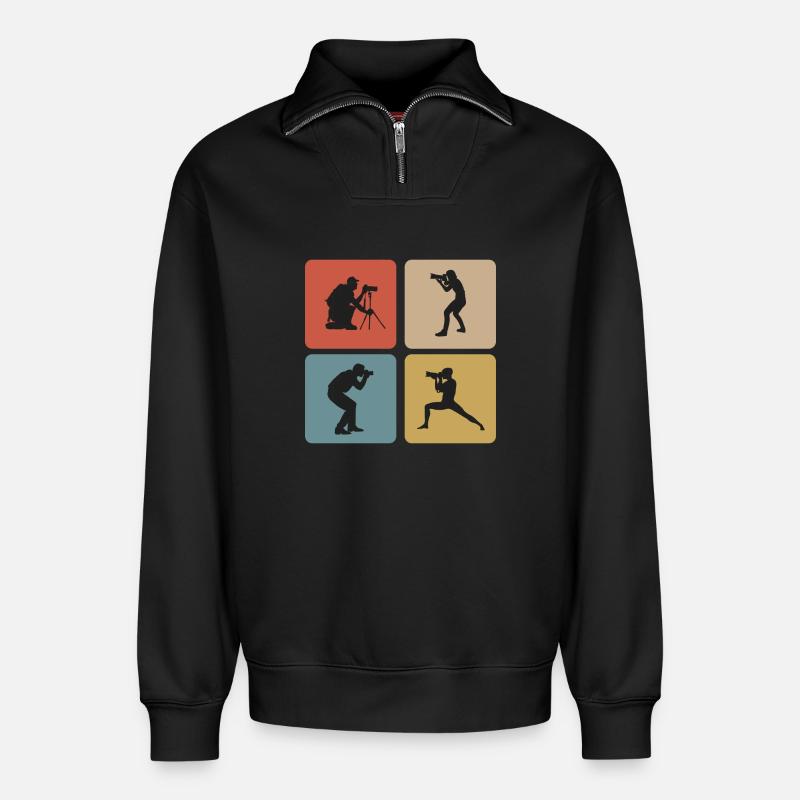 Fotograf Design - Relaxed Unisex Organic Half Zip Sweatshirt – von SPREAD - Schwarz