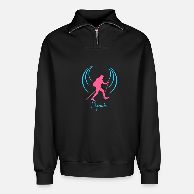 Marche - Sweat unisexe décontracté en coton biologique à demi-zip – de SPREAD - noir