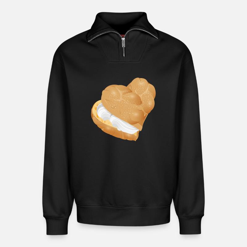 Mit Sahne gefülltes Windbeutel Herz - Relaxed Unisex Organic Half Zip Sweatshirt – von SPREAD - Schwarz