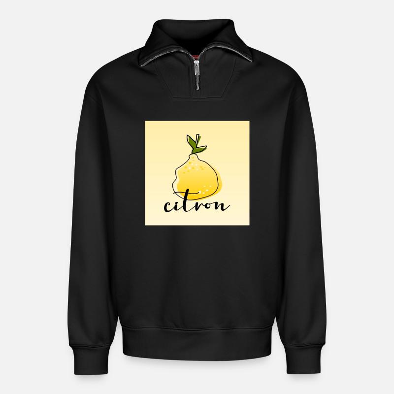 Zitrone - Relaxed Unisex Organic Half Zip Sweatshirt – von SPREAD - Schwarz