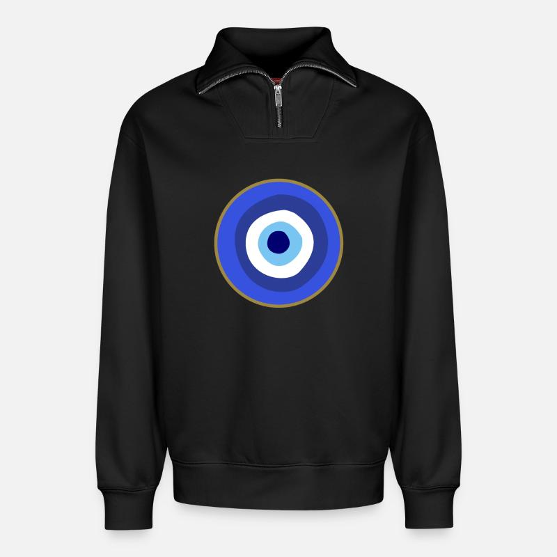 Evil Eye - Relaxed Unisex Organic Half Zip Sweatshirt – by SPREAD - black