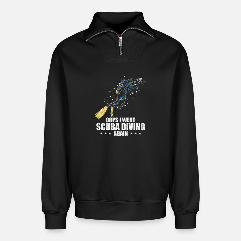 Design de plongée sous-marine - Sweat unisexe décontracté en coton biologique à demi-zip – de SPREAD - noir